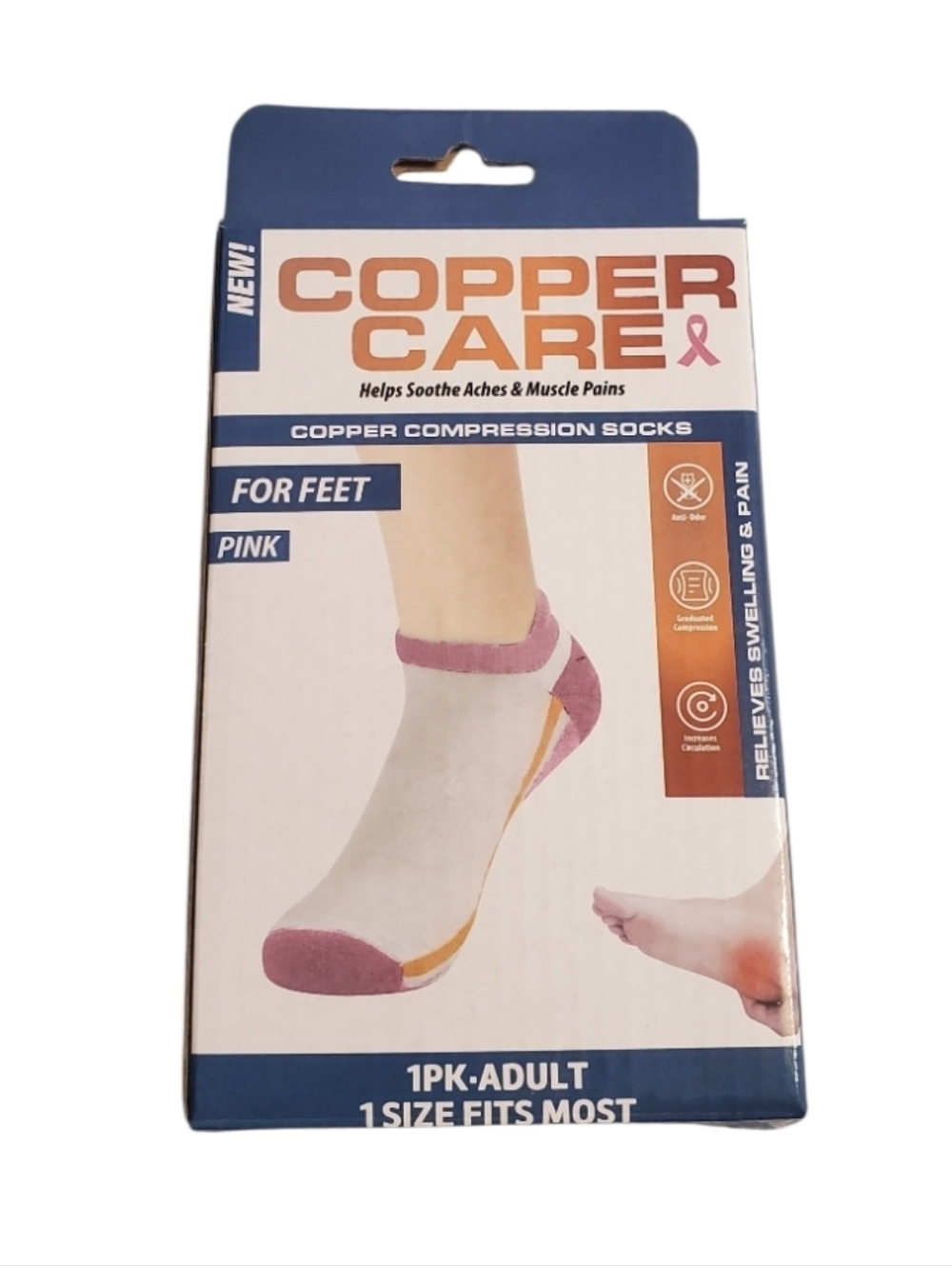 Copper Care Women's Compression Ankle Socks Muscle Pain Swelling